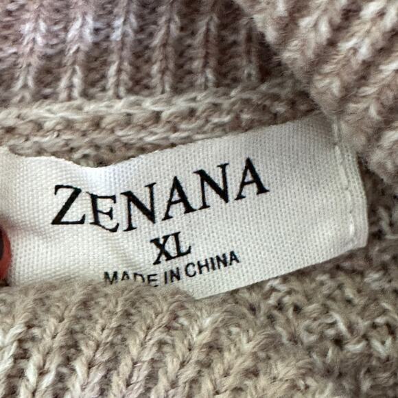 NWOT Color Block Cable Knit Turtle‎ Neck Sweater Brown/White size XL - Picture 4 of 5